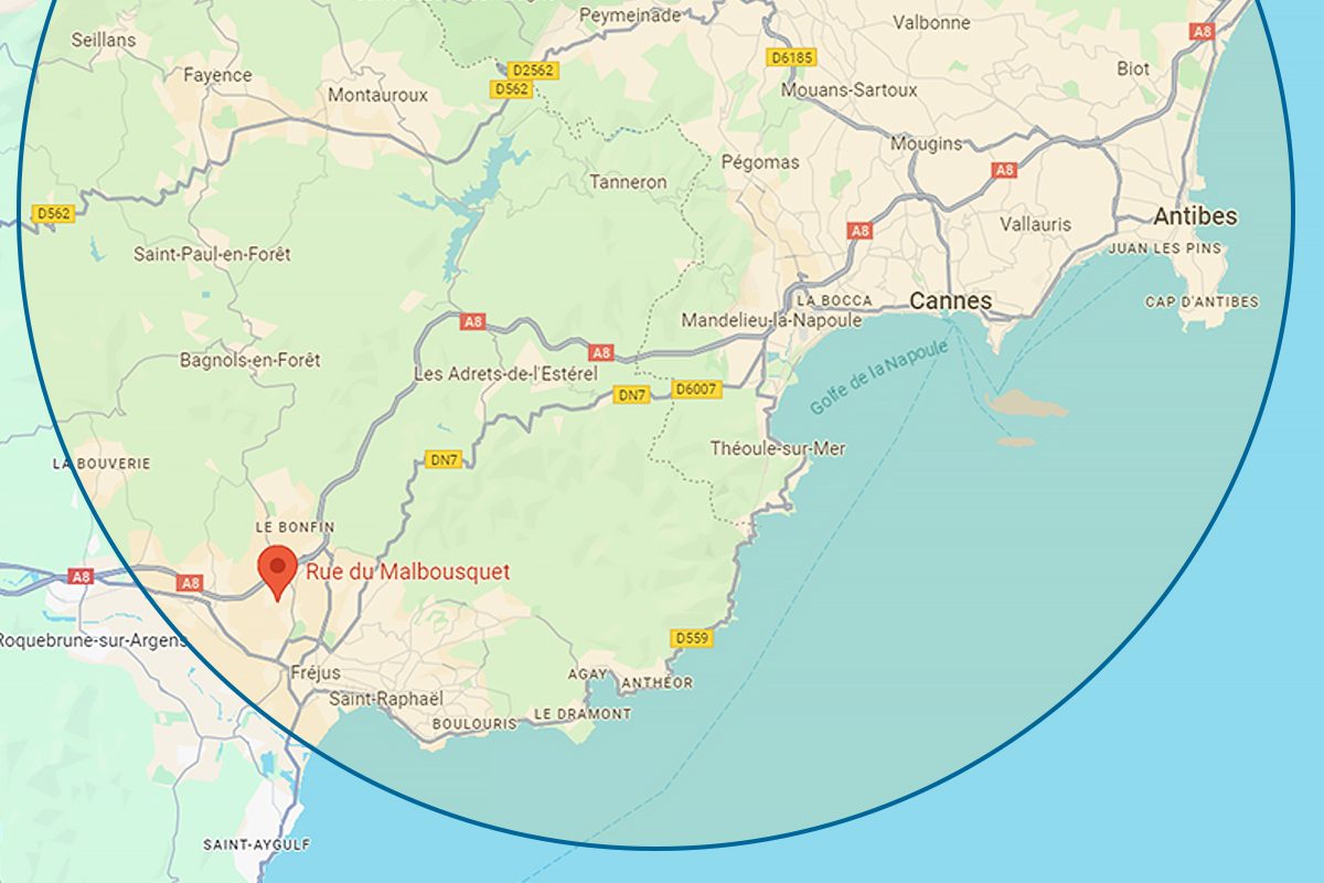 carte des alpes maritimes et du var pour connaître le secteur d'activité d'Estérel Coaching